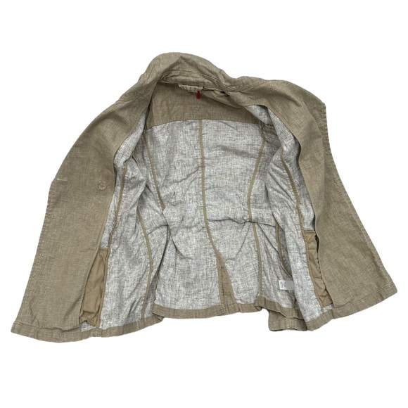 Old Navy Vintage Jacket Womens XS Beige Linen Blend Double Breasted Belted - Picture 3 of 7